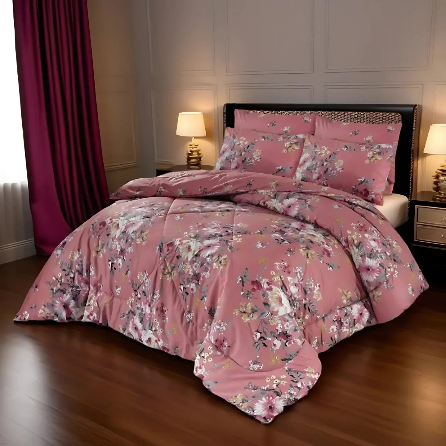 SIGNATURE PINK COTTON COMFORTER SET-7PCS