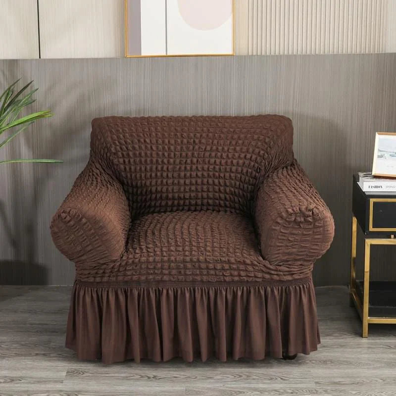 RUFFELED SUR SUCKER TURKISH SOFA COVER - Brown