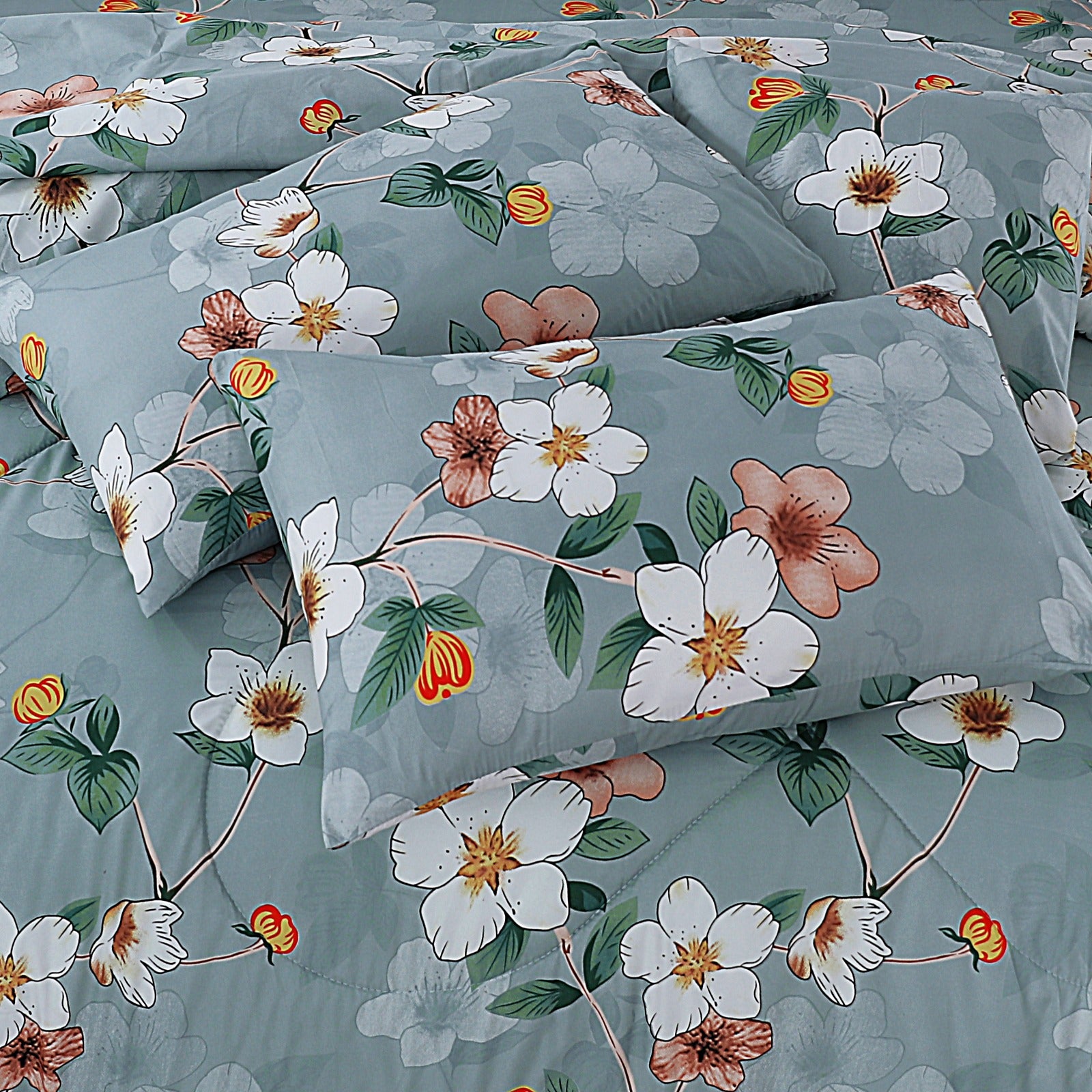 FLORAL ASH-1011  COTTON COMFORTER SET-7PCS