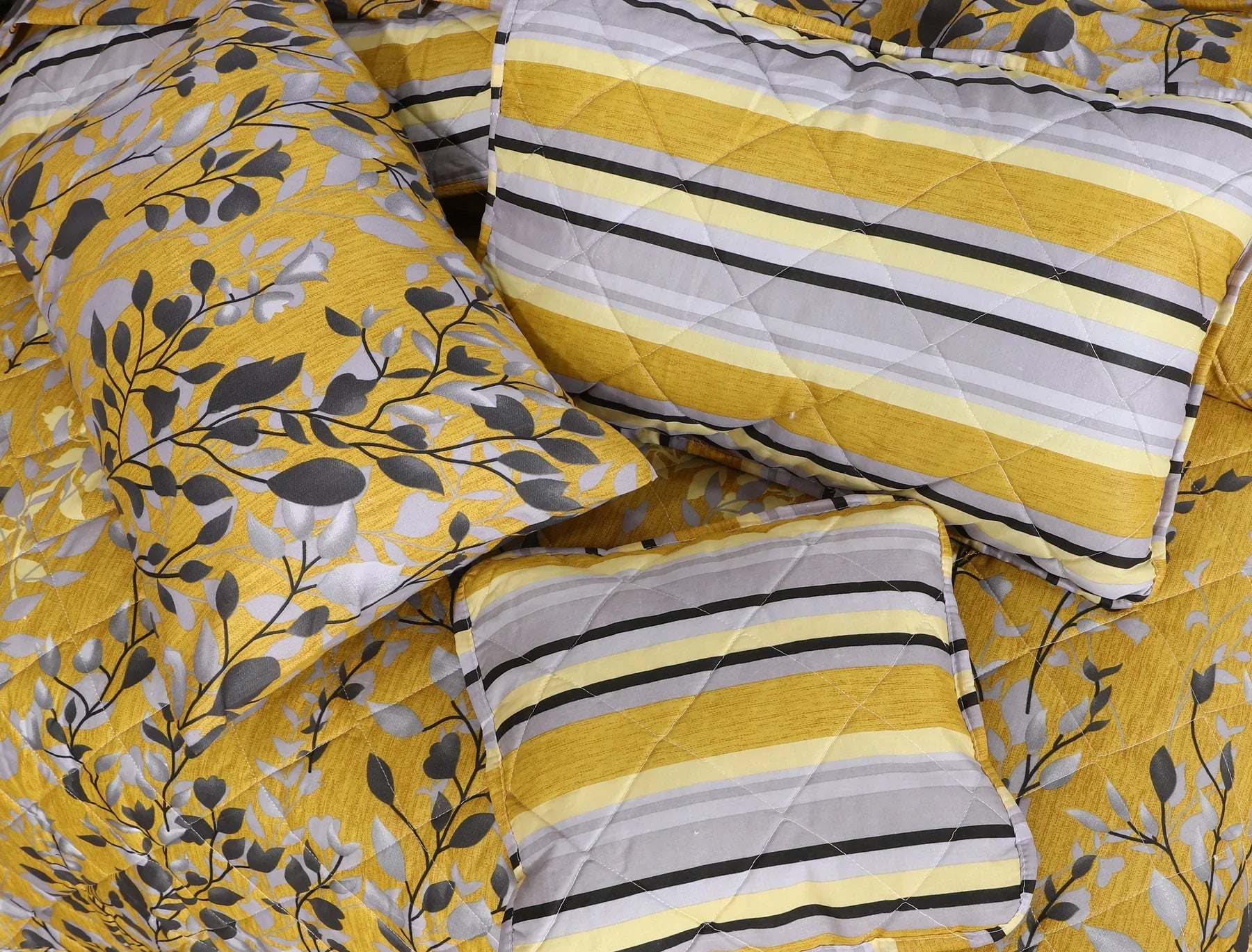 SIGNATURE YELLOW LEAF COTTON COMFORTER SET-7PCS